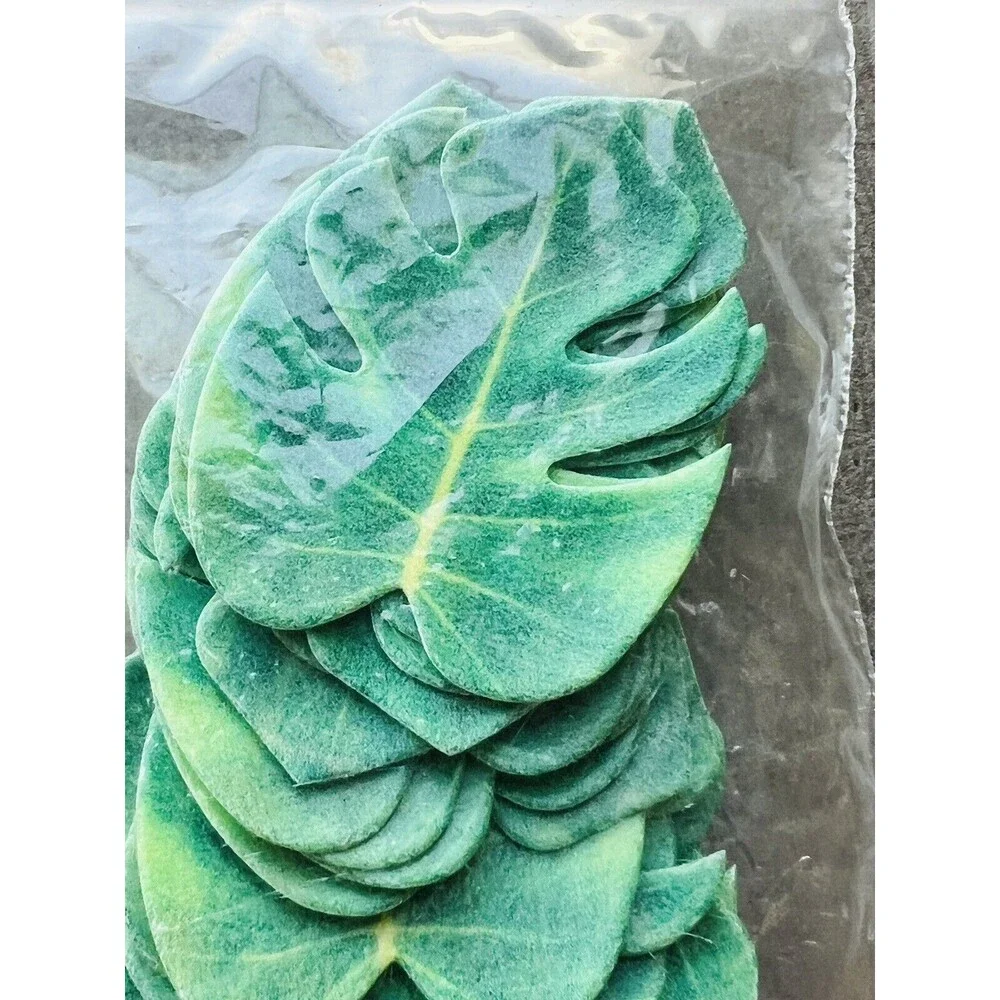 20 Pcs Edible Tropical Turtle Leaves Cupcake Toppers Palm Leaf Cake Decorations